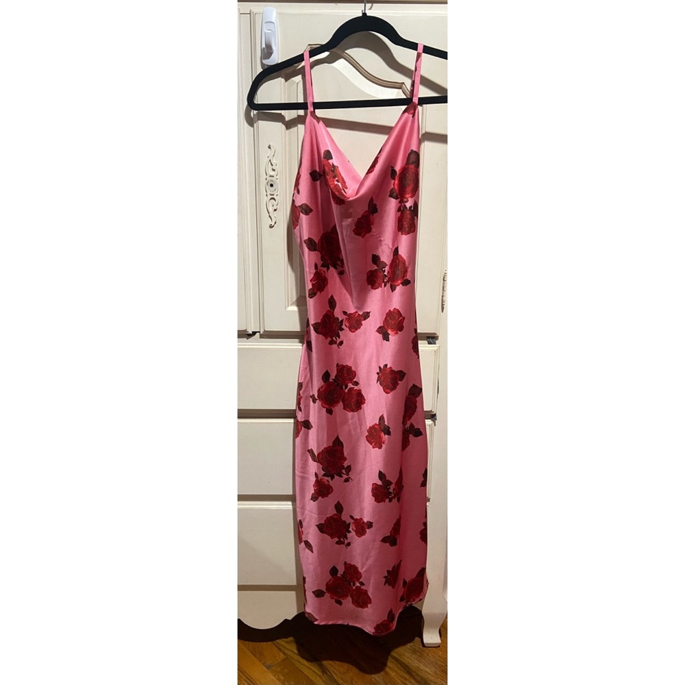 Pink silk rose dress